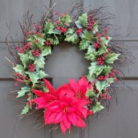 Rustic Natural Twig Christmas Wreath With Holly Leaves and | Etsy